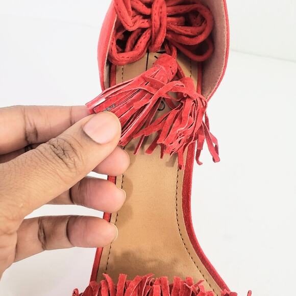 Mossimo Red Fringe Gladiator Heels Size 7 - Picture 8 of 8